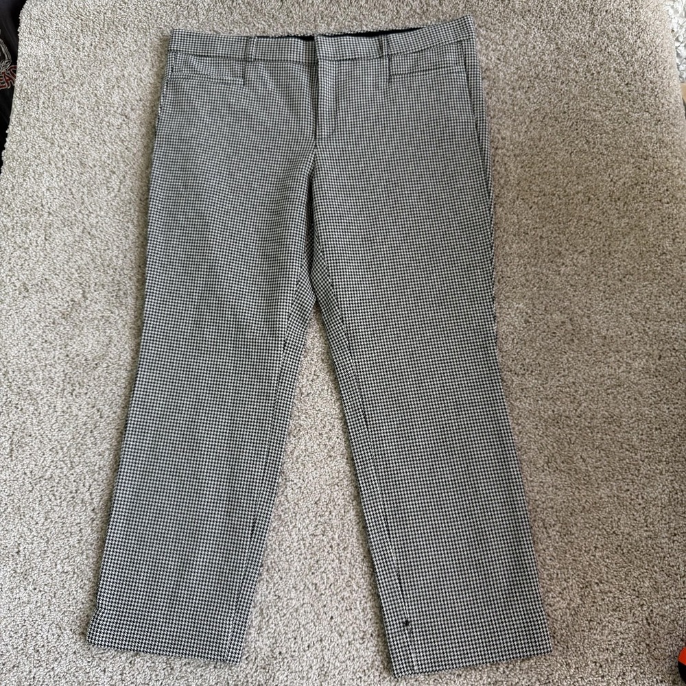 Banana Republic Pants Womens 16 Black Check Sloan Ankle Skinny Stretch Workwear